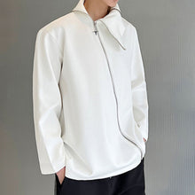 Load image into Gallery viewer, Diagonal Zip Lapel Long Sleeve Sweatshirt