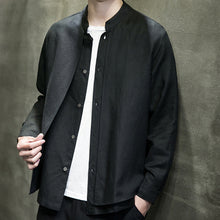 Load image into Gallery viewer, Cotton and Linen Stand Collar Shirt