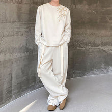 Load image into Gallery viewer, Retro Embroidered Sweatshirt and Wide-leg Trousers Two-piece Set