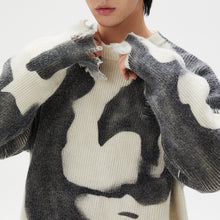 Load image into Gallery viewer, Tie-dye Paneled Fringed Ripped Sweater