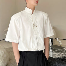 Load image into Gallery viewer, Stand Collar Zipper Short Sleeve Casual Shirt