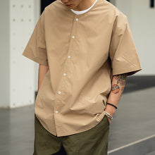 Load image into Gallery viewer, Collarless Vintage Short-sleeved Shirt
