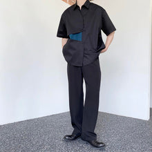 Load image into Gallery viewer, Double Fly Color Block Lapel Collar Shirt