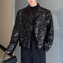 Load image into Gallery viewer, Sequined Suit Collar Loose Short Jacket