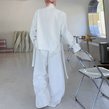 Load image into Gallery viewer, Stand Collar Padded Shoulder Jacket Loose Belt Wide Leg Pants Two Piece Set