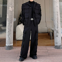 Load image into Gallery viewer, Red Suit Multi-pocket Jacket Wide-leg Trousers Two-piece Set