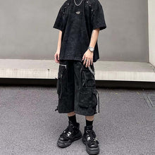 Load image into Gallery viewer, Tie-Dye Multi-Pocket Cropped Cargo Shorts