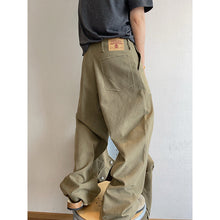 Load image into Gallery viewer, Retro Frayed Pleated Straight-leg Cargo Pants