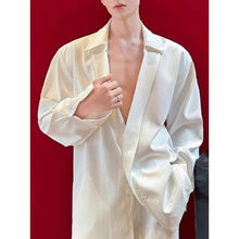 Load image into Gallery viewer, Adjustable Collar Deep Plunging V Neck Cutout Loose Shirt