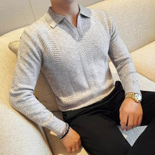 Load image into Gallery viewer, Lyocell V-neck Collared Slim Fit Knit Sweater