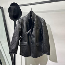 Load image into Gallery viewer, Vintage Pu Leather Suit Jacket