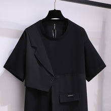 Load image into Gallery viewer, Irregular Suit Button Pocket Short Sleeve T-shirt