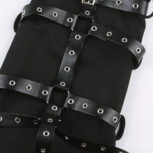 Load image into Gallery viewer, High Waist Frayed Jeans Leather Buckle Flared Pantyhose