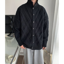 Load image into Gallery viewer, Retro Check Turtleneck Knitted Cardigan Jacket