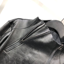 Load image into Gallery viewer, Leather Stand Collar Zippered Irregular Sweatshirt