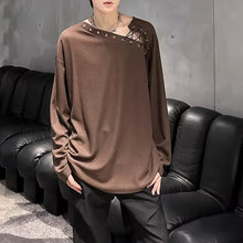 Load image into Gallery viewer, American Off-shoulder Tie-back Textured T-shirt