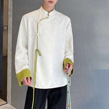 Load image into Gallery viewer, Jacquard Casual Contrast Stand Collar Loose Shirt