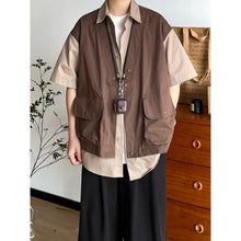 Load image into Gallery viewer, Patchwork Faux Two-Piece Workwear Short-Sleeve Shirt