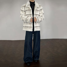 Load image into Gallery viewer, Stripe Warm Artificial Fur Cotton-padded Jacket