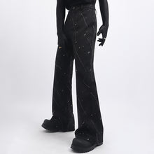 Load image into Gallery viewer, Glittery Starry Sky Loose Casual Blazer Slightly Flared Trousers Two-Piece Set