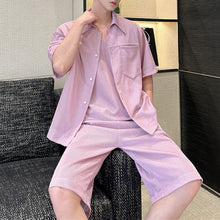 Load image into Gallery viewer, Summer Bright Silk Shirt Vest Shorts Three-piece Suit