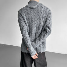 Load image into Gallery viewer, Off-shoulder Zip-up Turtleneck Cable Knit Sweater