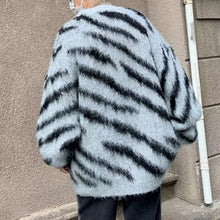 Load image into Gallery viewer, Zebra Print Thick Mink Fleece Knitted Sweater