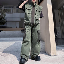 Load image into Gallery viewer, Japanese Retro Stand Collar Vest Wide Leg Loose Trousers Two-piece Set