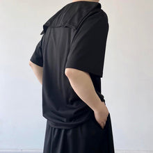 Load image into Gallery viewer, Navy Collar Tie Short Sleeve T-Shirt