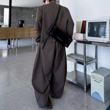 Load image into Gallery viewer, Padded Shoulder Round Neck Jacket and Wide-leg Trousers Two-piece Set