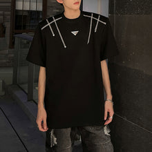 Load image into Gallery viewer, Metallic Shoulder Pad Contrast Color T-shirt