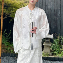 Load image into Gallery viewer, Jacquard Silhouette Long-sleeved Lace-up Shirt