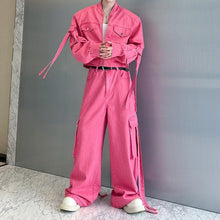 Load image into Gallery viewer, Washed Multi-pocket Workwear Denim Suit