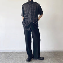 Load image into Gallery viewer, Vintage Jacquard Stand Collar Short Sleeve Shirt