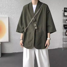 Load image into Gallery viewer, Diagonally Buttoned Loose Cardigan Shirt