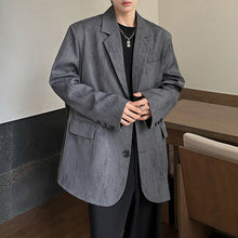 Load image into Gallery viewer, Distressed Textured Shoulder-padded Suit Jacket