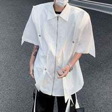 Load image into Gallery viewer, Stand Collar Patchwork Shoulder Pad Shirt