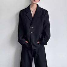 Load image into Gallery viewer, Metal Buckle Shoulder Padded Loose Suit Jacket