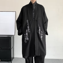 Load image into Gallery viewer, Calligraphy Embroidered Windbreaker Long Cardigan
