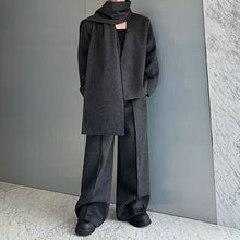 Load image into Gallery viewer, Woolen Elegant Collarless Suit Jacket Scarf and Casual Pants Three-piece Suit