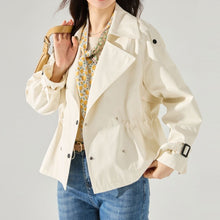 Load image into Gallery viewer, Women's Short Drawstring Cotton Trench Coat