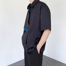 Load image into Gallery viewer, Double Fly Color Block Lapel Collar Shirt