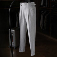 Load image into Gallery viewer, High-waisted Parisian Button Draped Suit Trousers