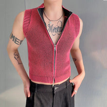 Load image into Gallery viewer, Stand Collar Zipper Short Knitted Stretch Vest
