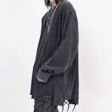 Load image into Gallery viewer, Distressed Washed Hem Hand Cut Holes Loose T-shirt