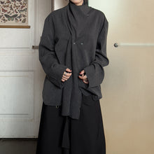 Load image into Gallery viewer, Irregular Patchwork Neck Scarf Long-sleeved Shirt