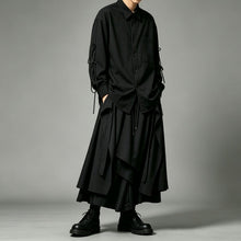 Load image into Gallery viewer, Japanese Loose Asymmetrical multi-layered Shirt and Skirt-Pants Two-piece Set