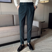 Load image into Gallery viewer, High-waist Side Button Straight Suit Trousers