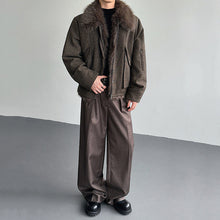 Load image into Gallery viewer, Cable Knit Shearling Fur Collar Jacket