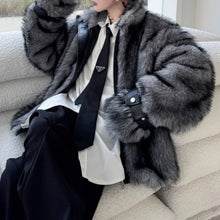 Load image into Gallery viewer, Winter Retro Oversized Stand Collar Faux Fur Coat